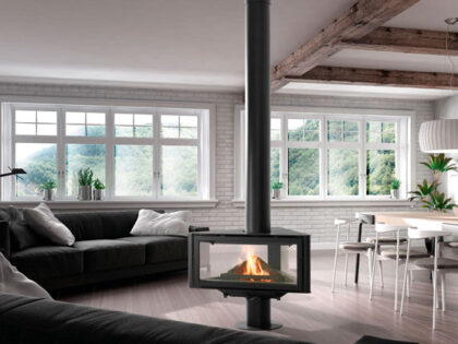 chimenea moderna leña