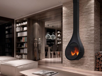 chimenea moderna de leña
