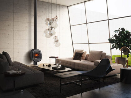 chimenea moderna de leña