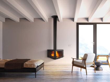 chimenea metálica leña